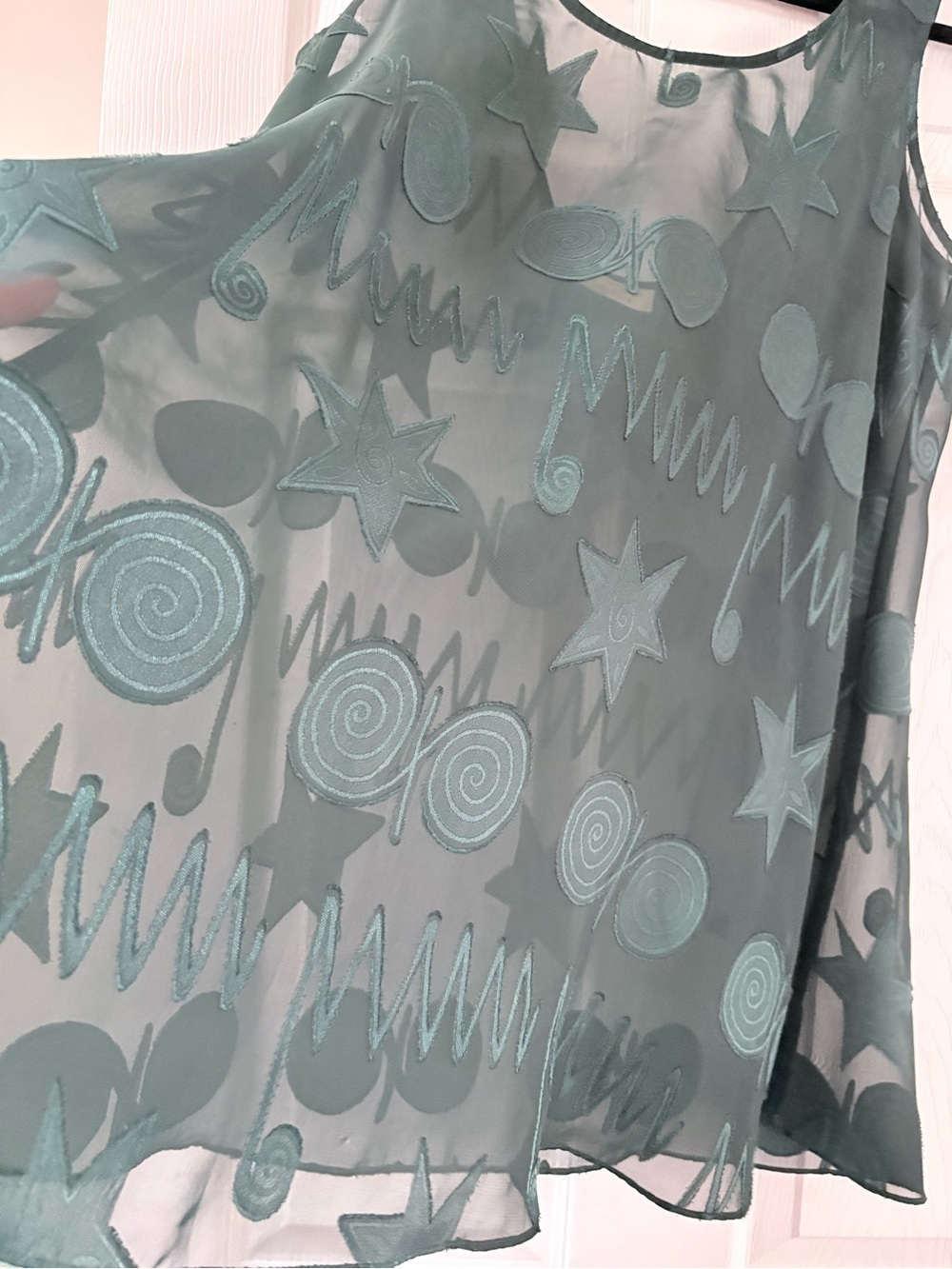 Victoria's Secret Teal Star & Swirl Overlay Sheer Slip Dress - Picture 4 of 4